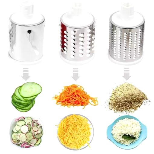 3 in 1 Rotary Cheese Grater Round Tumbling Box Shredder Drum Multifunctional Fruit & Vegetable Cutter with Handle - Image 5